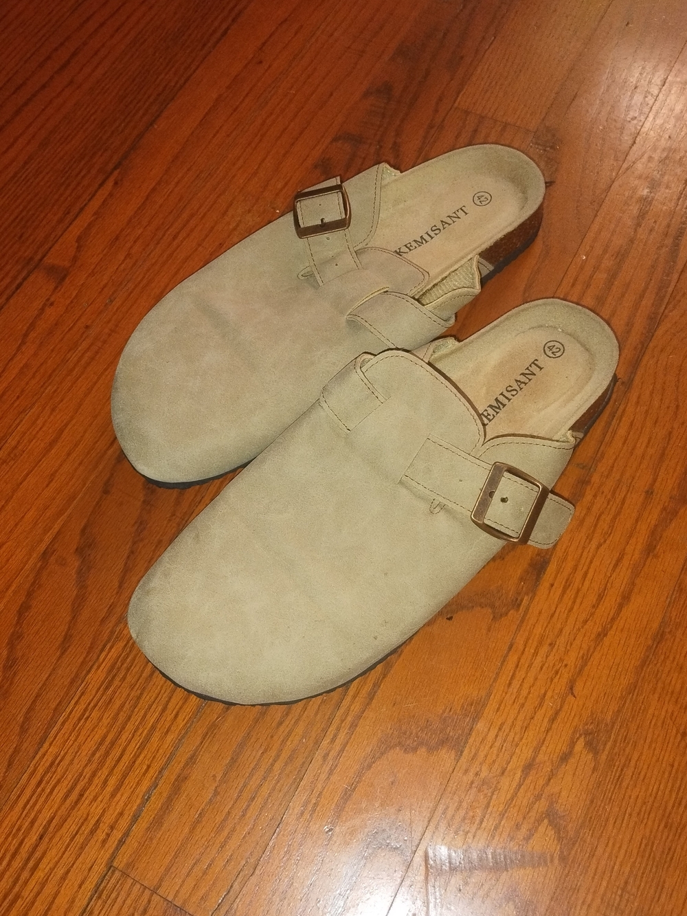 Kemisant Suede Buckle Mules in Beige